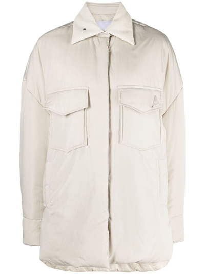 Attico Padded Buttoned Oversized Coat In Ivory