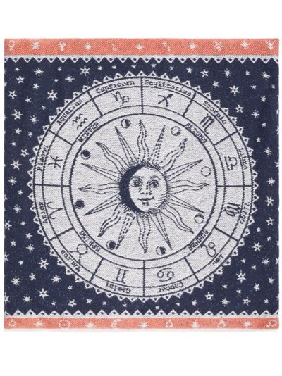 Alanui Astrology Wheel Woven Cushion In Blue