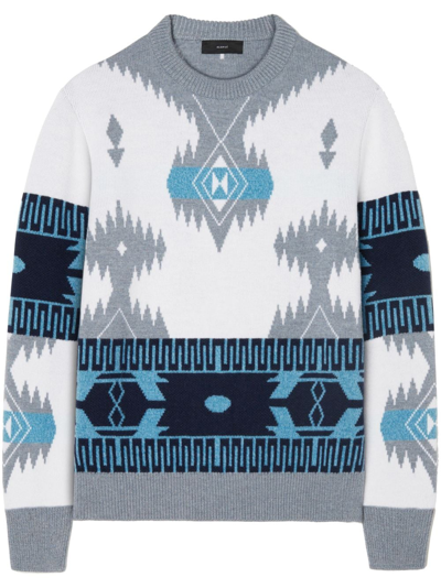 Alanui Icon Jacquard Geometric-pattern Jumper In Plata