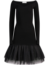 NINA RICCI SWEETHEART-NECK TULLE-PANEL DRESS