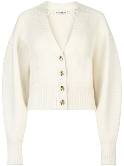 Nina Ricci V-neck Button-down Cardigan In White