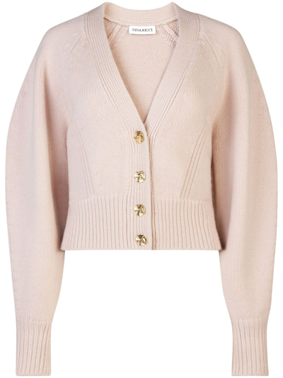 Nina Ricci V-neck Butto-down Cardigan In Light_pink