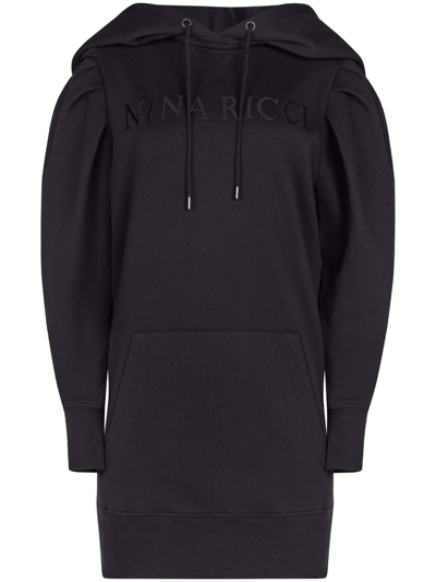 Nina Ricci Logo-embroidered Hooded Dress In Black  