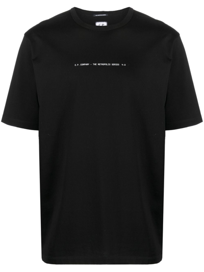C.p. Company Slogan-print Cotton-jersey T-shirt In Black