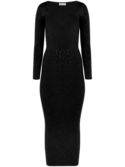 Nina Ricci V-neck Long-sleeve Dress In Black
