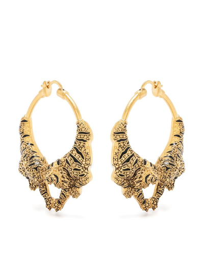 Roberto Cavalli Tiger-detail Hoop Earings In D0115