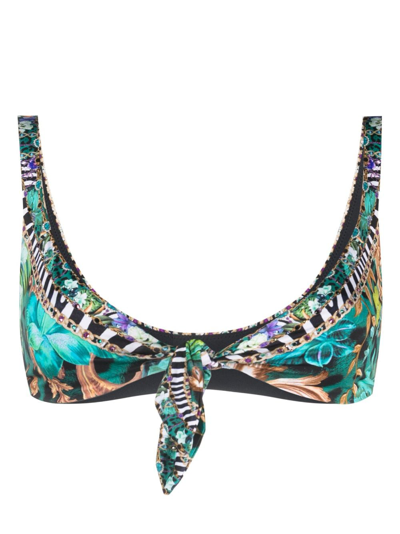 Camilla Sing My Song Tie-front Bikini Top In Multicolor