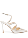 Jimmy Choo Jc Azia Pump 95 High Heel Point Toe Pump Glitter Leather In Gold