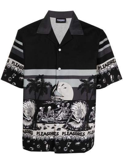 Pleasures Beach Button Down Shirt In Black