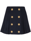 Balmain Button-detail Pleated Miniskirt In Black