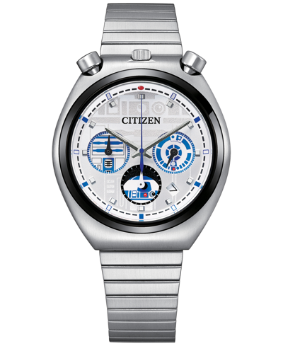 Citizen Men's Star Wars R2-d2 Stainless Steel Bracelet Watch 38mm In Silver-tone