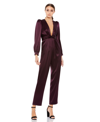 Mac Duggal Front Twist Puff Sleeve Deep V Neck Jumpsuit In Plum In Plum