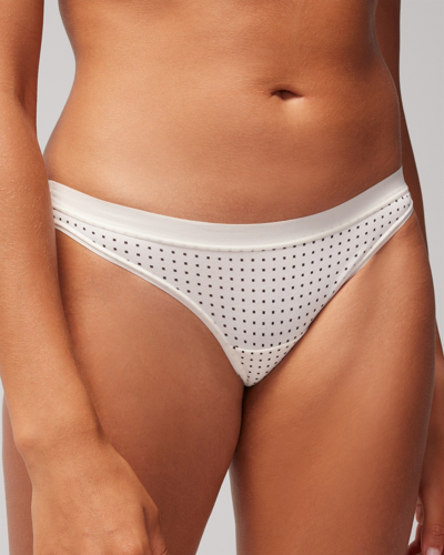 Soma Cotton Modal Tailored Thong In Chic Square Dots M Ivory