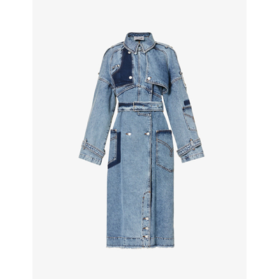 Moschino Denim Double-breasted Trench Coat In Blue ModeSens