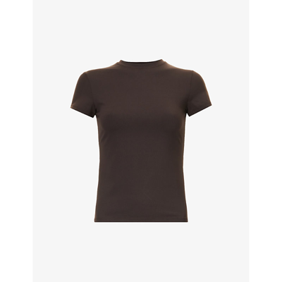 Adanola Womens Coffee Bean Ultimate Slim-fit Stretch-woven T-shirt