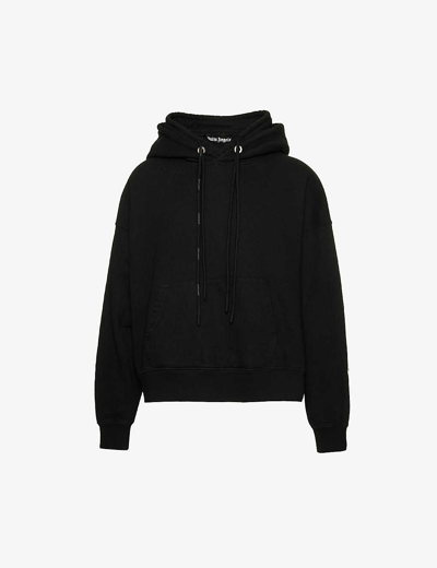 Palm Angels Star-patch Cotton Hoodie In Black White