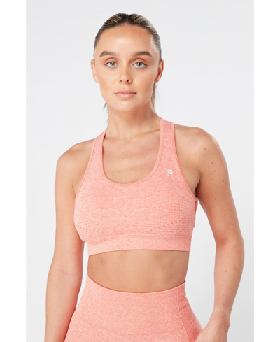 Twill Active Women's Seamless Marl Laser Cut Sports Bra In Pink