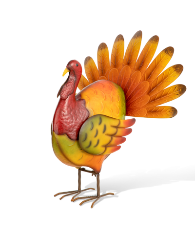Glitzhome 21.5" H Thanksgiving Metal Turkey Porch Decor In Multi
