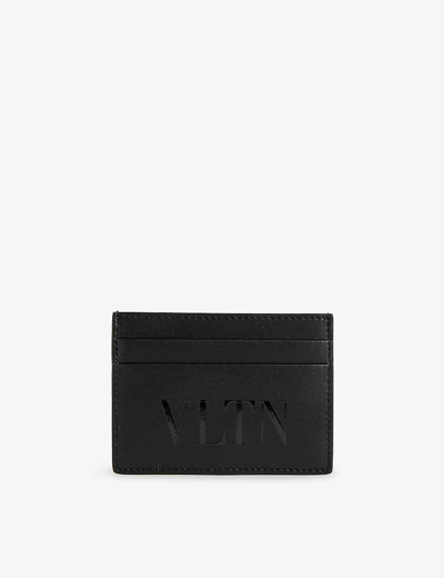 Valentino Garavani Mens Nero Logo-print Leather Card Holder
