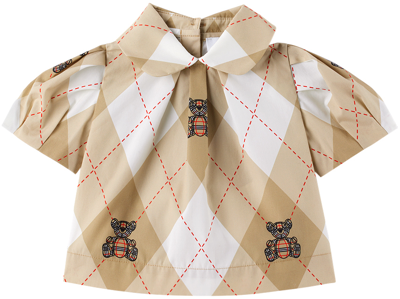 Burberry Babies' Thomas Bear Argyle-print Blouse In Neutrals