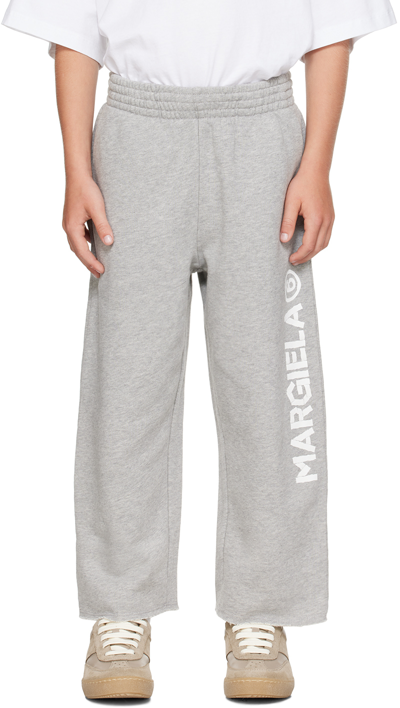 Mm6 Maison Margiela Kids Gray Printed Sweatpants In Mm006 M6910 Grey