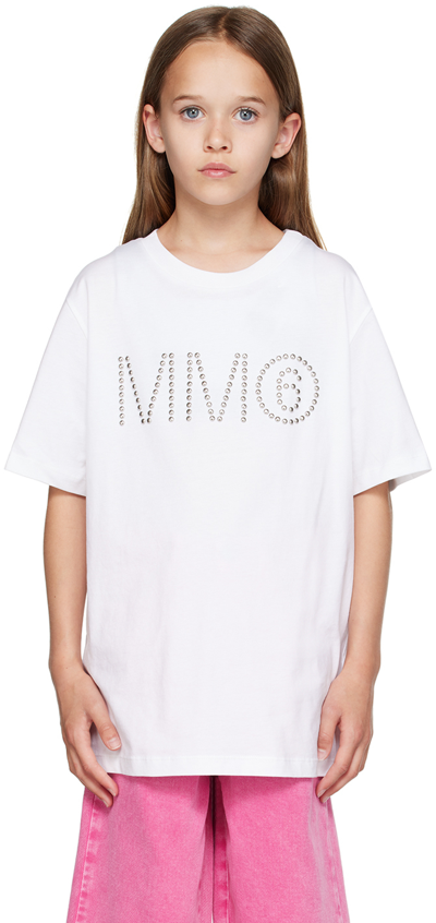Mm6 Maison Margiela Kids White Studded T-shirt In Mm010 M6100 White