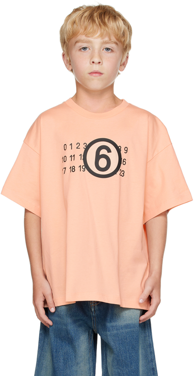 Mm6 Maison Margiela Kids Pink Crewneck T-shirt In Mm010 M6304 Pink