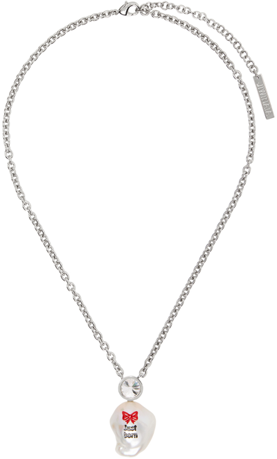 Jiwinaia Ssense Exclusive Kids Silver 'just Born' Necklace In Silver Clear