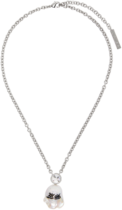 Jiwinaia Ssense Exclusive Kids Silver 'milk' Necklace In Silver Clear