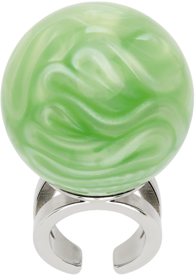 Jean Paul Gaultier Green La Manso Edition Cyber Medium Ball Ring In Onix Green