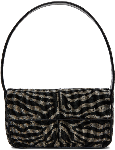 Staud Tommy Two-tone Beaded Shoulder Bag In Black/white (bkwh)