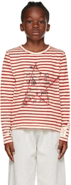 GOLDEN GOOSE KIDS RED & OFF-WHITE EMBROIDERED LONG SLEEVE T-SHIRT