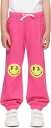 PALM ANGELS KIDS PINK EMBROIDERED SWEATPANTS