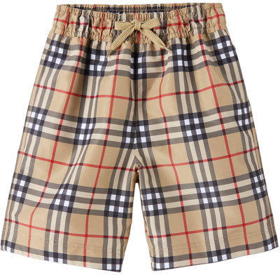 Burberry Kids'  Childrens Vintage Check Swim Shorts In Beige