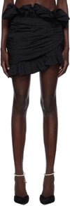 Area Ruffle-trimmed Asymmetric Miniskirt In Black