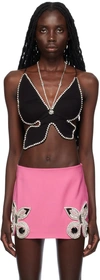 AREA BLACK CRYSTAL BUTTERFLY CAMISOLE