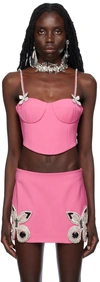 AREA PINK BUTTERFLY CRYSTAL BUSTIER