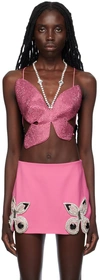 AREA PINK CRYSTAL BUTTERFLY CAMISOLE