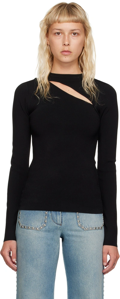 Victoria Beckham Vb Body Asymmetric Cutout Compact-jersey Top In Black