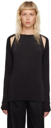 VICTORIA BECKHAM BLACK CUTOUT LONG SLEEVE T-SHIRT