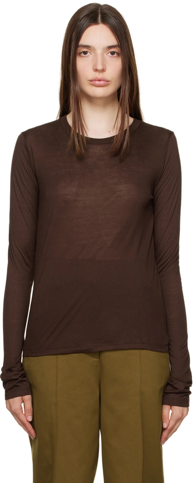 Baserange Brown Crewneck Long Sleeve T-shirt In Tactile