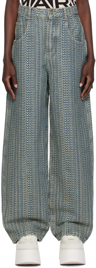 Marc Jacobs Monogram-jacquard Low-rise Jeans In Light Blue