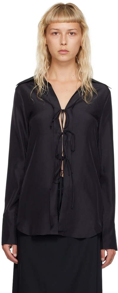 Victoria Beckham Black Tied Blouse In 1 Black