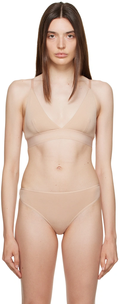 Baserange Beige Triangle Bra In Pink