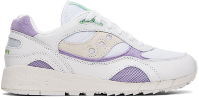 Saucony White Shadow 6000 Sneakers In White/purple