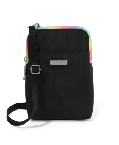 Baggallini Pride Take Two Radio Frequency Identification Bryant Crossbody In Onxy Rainbow Pride