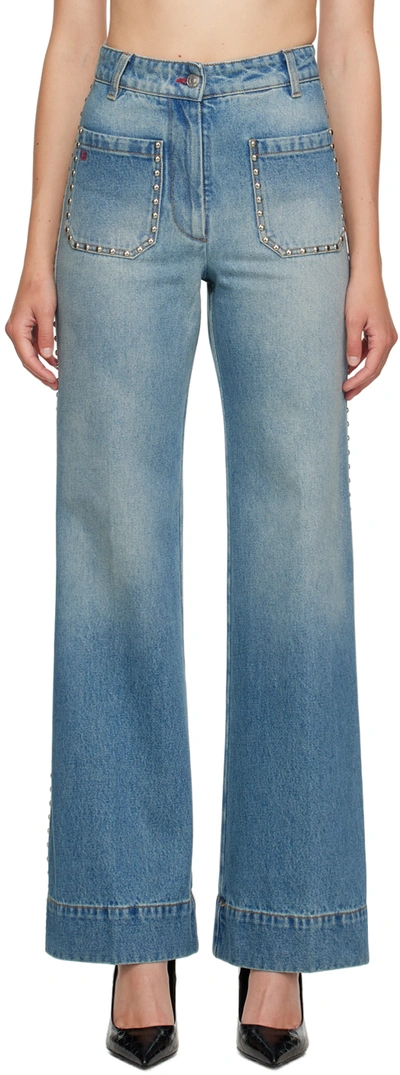 Victoria Beckham Blue Alina Jeans In Blue Sand Wash