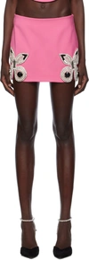 Area Crystal-embellished Wool Miniskirt In Carmine Rose