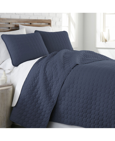 Southshore Fine Linens Ultra-soft Lightweight Embroidered 3-piece Quilt Set, King/california King In Navy