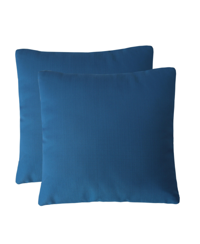 Ocean Pacific Solid Faux Linen 2 Pack Decorative Pillows, 18" X 18" In Blue